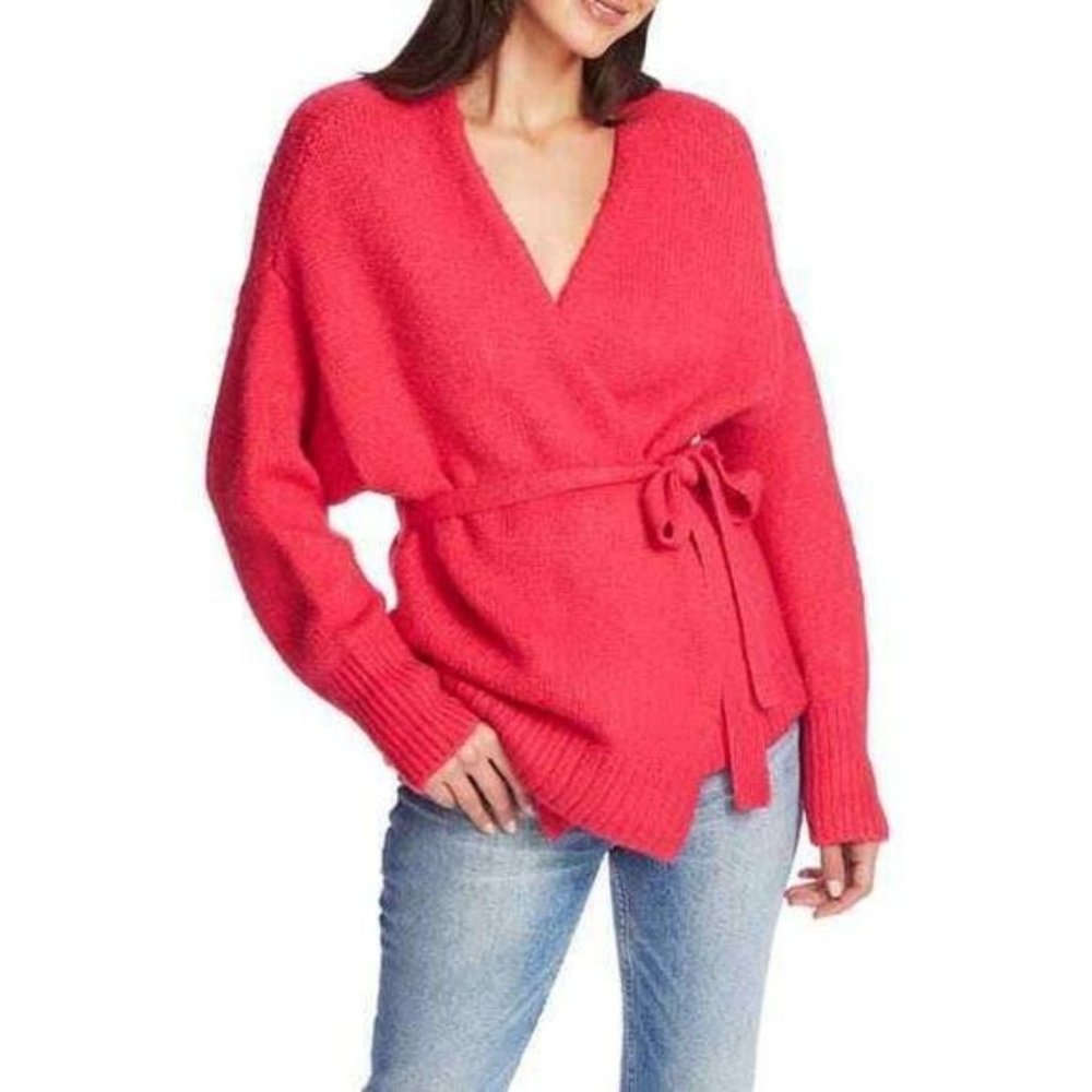 1. State Pink Cardigan Sweater Belted Jersey M